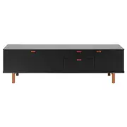 ANDAS RACK 2 PORTAS/ 2 GAVETAS 1,60 M X 42 CM - PRETO/NOZES - Foto 1