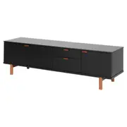 ANDAS RACK 2 PORTAS/ 2 GAVETAS 1,60 M X 42 CM - PRETO/NOZES - Foto 2