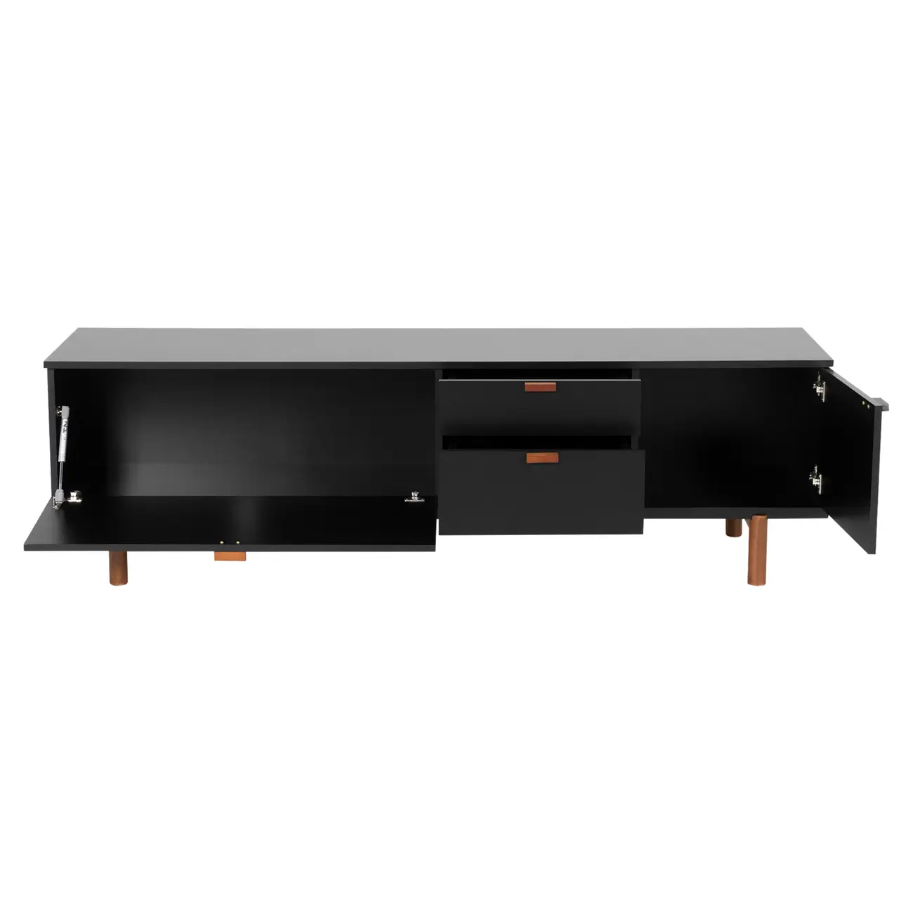 ANDAS RACK 2 PORTAS/ 2 GAVETAS 1,60 M X 42 CM - PRETO/NOZES - Foto 3