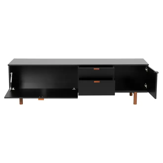 ANDAS RACK 2 PORTAS/ 2 GAVETAS 1,60 M X 42 CM - PRETO/NOZES - Foto 3