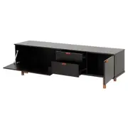 ANDAS RACK 2 PORTAS/ 2 GAVETAS 1,60 M X 42 CM - PRETO/NOZES - Foto 4