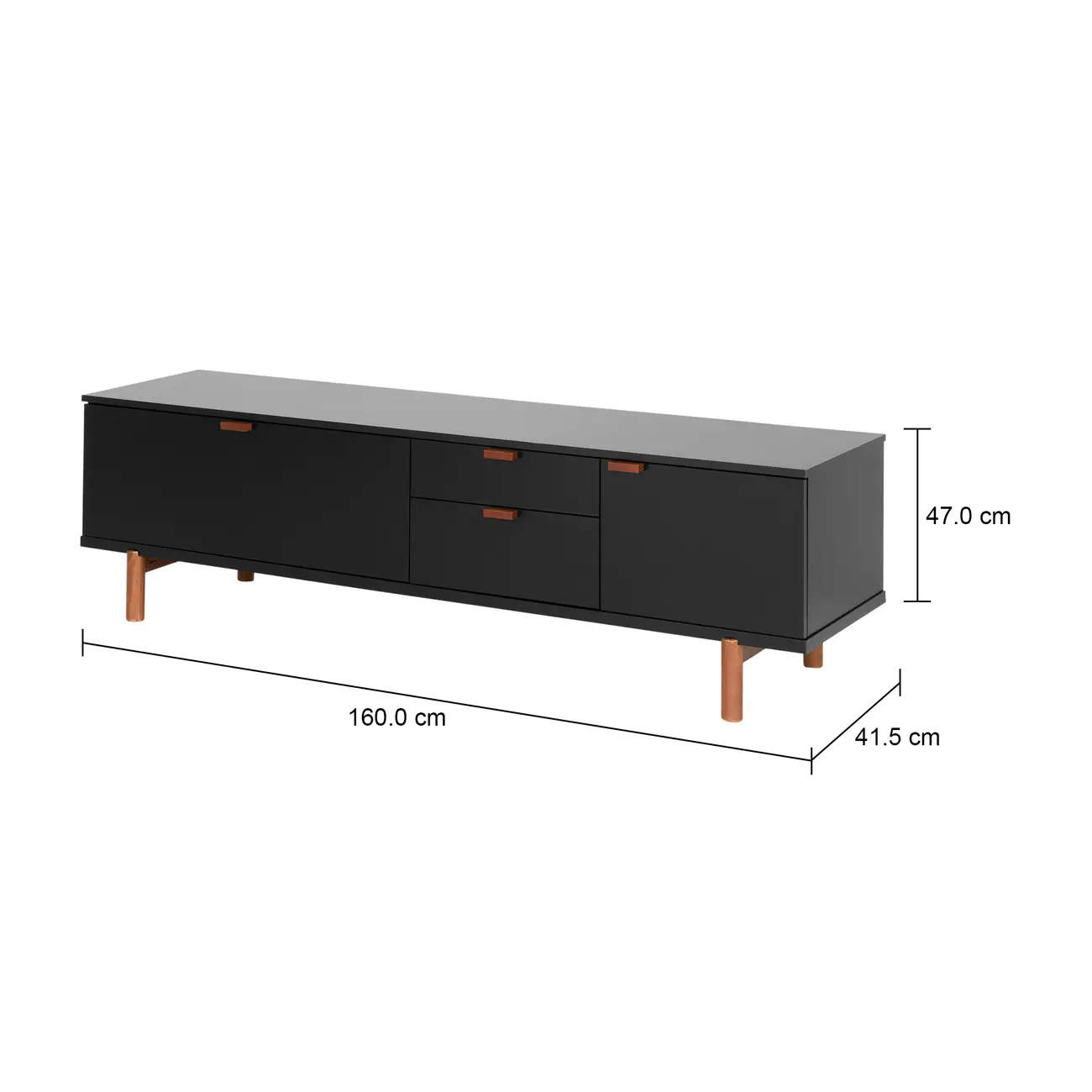 ANDAS RACK 2 PORTAS/ 2 GAVETAS 1,60 M X 42 CM - PRETO/NOZES - Foto 9