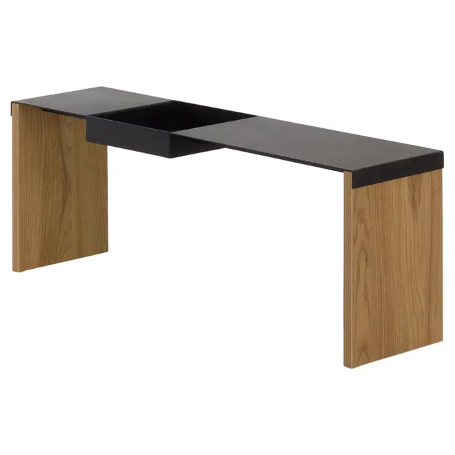 MESA DE CENTRO COM COMPARTIMENTO 80 CM X 20 CM PRANCHA - OAK TAMMI/PRETO - Foto 2