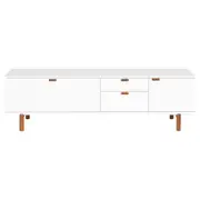 ANDAS RACK 2 PORTAS/ 2 GAVETAS 1,60 M X 42 CM - BRANCO/NOZES - Foto 1