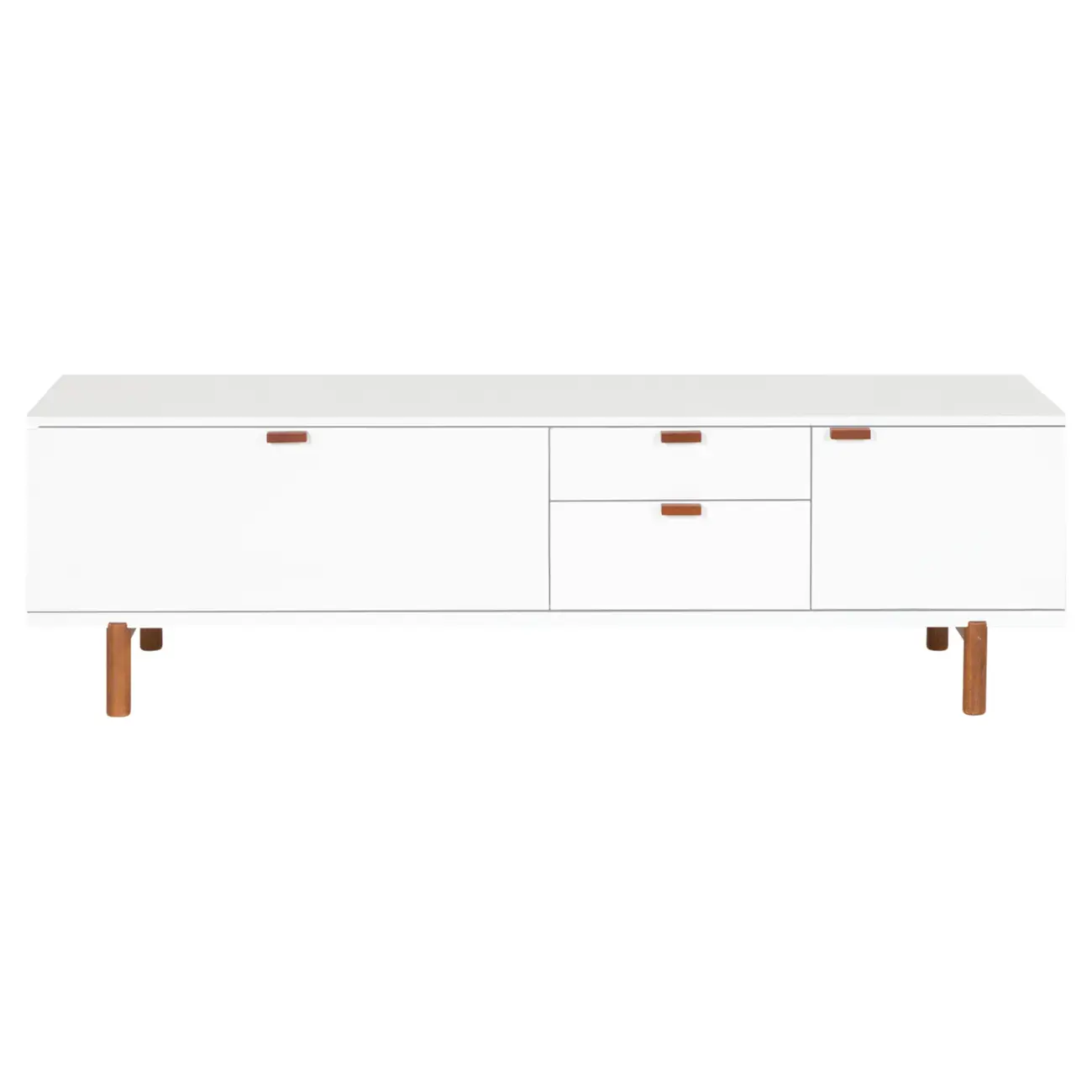 ANDAS RACK 2 PORTAS/ 2 GAVETAS 1,60 M X 42 CM - BRANCO/NOZES - Foto 1