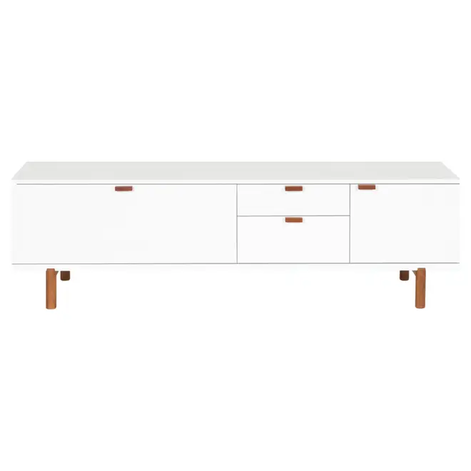ANDAS RACK 2 PORTAS/ 2 GAVETAS 1,60 M X 42 CM - BRANCO/NOZES - Foto 1
