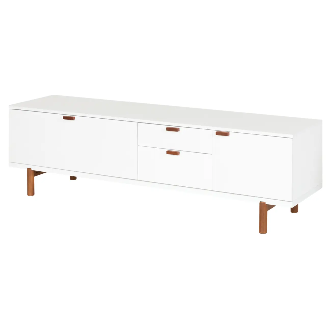 ANDAS RACK 2 PORTAS/ 2 GAVETAS 1,60 M X 42 CM - BRANCO/NOZES - Foto 2