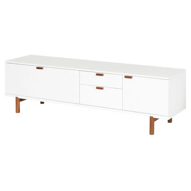 ANDAS RACK 2 PORTAS/ 2 GAVETAS 1,60 M X 42 CM - BRANCO/NOZES - Foto 2
