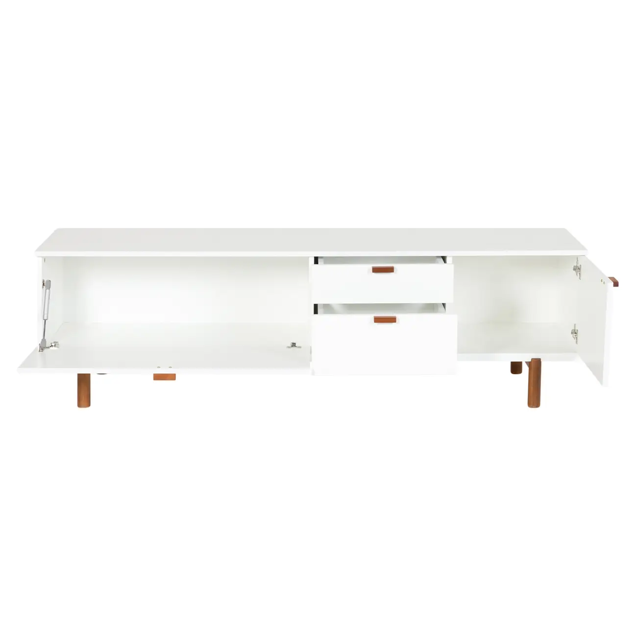 ANDAS RACK 2 PORTAS/ 2 GAVETAS 1,60 M X 42 CM - BRANCO/NOZES - Foto 3