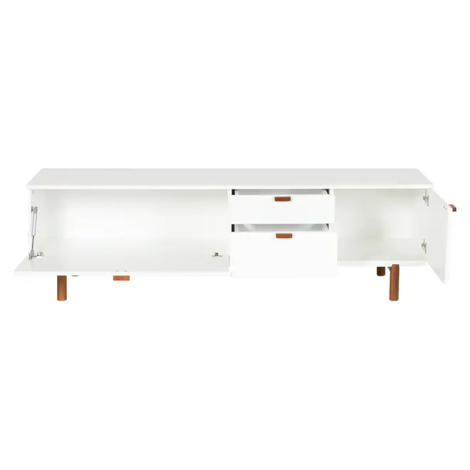 ANDAS RACK 2 PORTAS/ 2 GAVETAS 1,60 M X 42 CM - BRANCO/NOZES - Foto 3