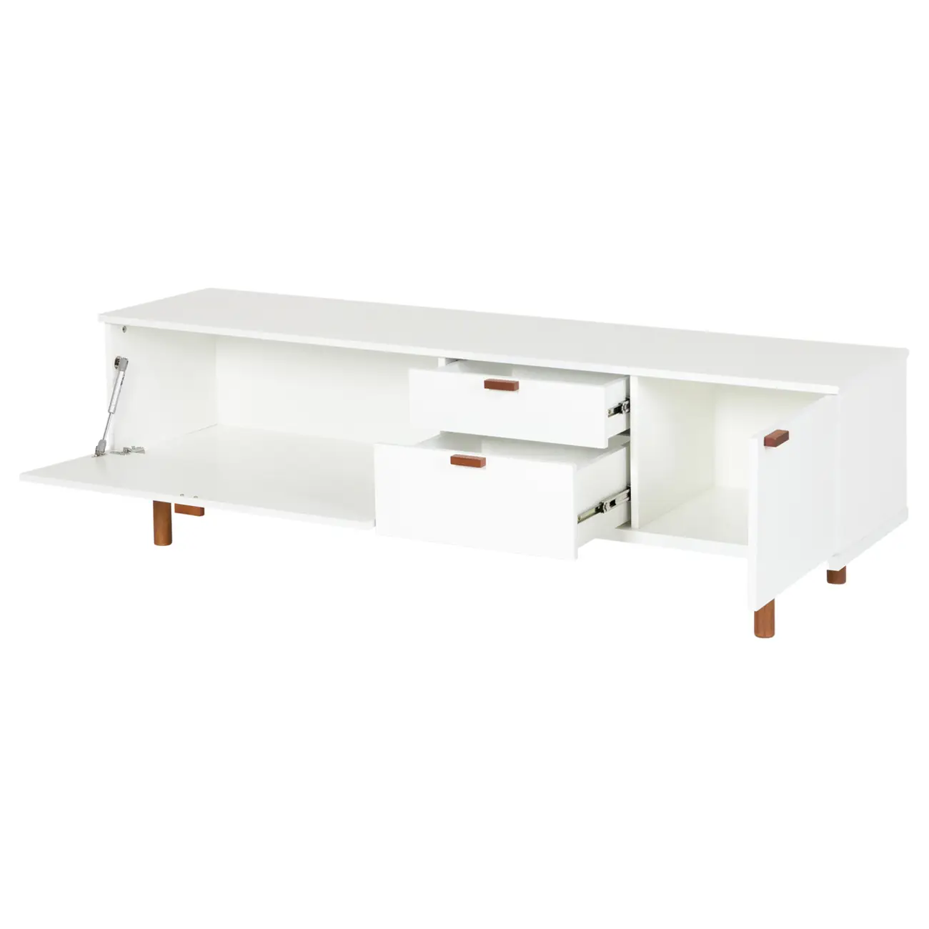ANDAS RACK 2 PORTAS/ 2 GAVETAS 1,60 M X 42 CM - BRANCO/NOZES - Foto 4