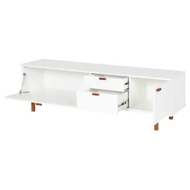 ANDAS RACK 2 PORTAS/ 2 GAVETAS 1,60 M X 42 CM - BRANCO/NOZES - Foto 4