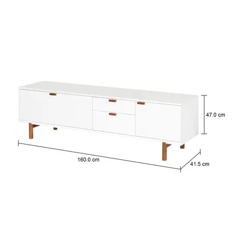 Imagem com medidas do produto ANDAS RACK 2 PORTAS/ 2 GAVETAS 1,60 M X 42 CM