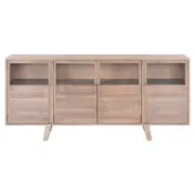 BUFFET 4 PORTAS 1,72 M X 44 CM MADEIRA DE SOL - CINZA WASHED/INCOLOR - Foto 1