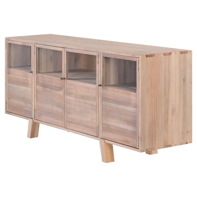 BUFFET 4 PORTAS 1,72 M X 44 CM MADEIRA DE SOL - CINZA WASHED/INCOLOR - Foto 2