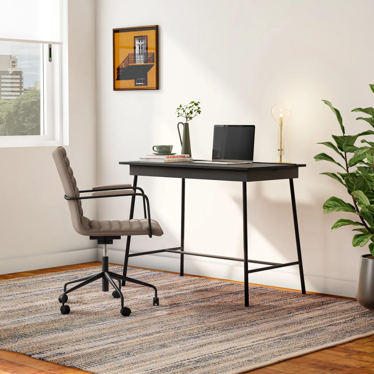 CADEIRA HOME OFFICE FENIKS - PRETO/BEGE - Foto 9