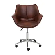 CADEIRA HOME OFFICE SHELBY - CROMADO/OLD MARROM - Foto 2