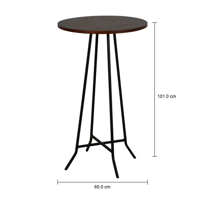MESA ALTA REDONDA 60 CM JAHARI - PRETO/NOZES RÚSTICO - Foto 6
