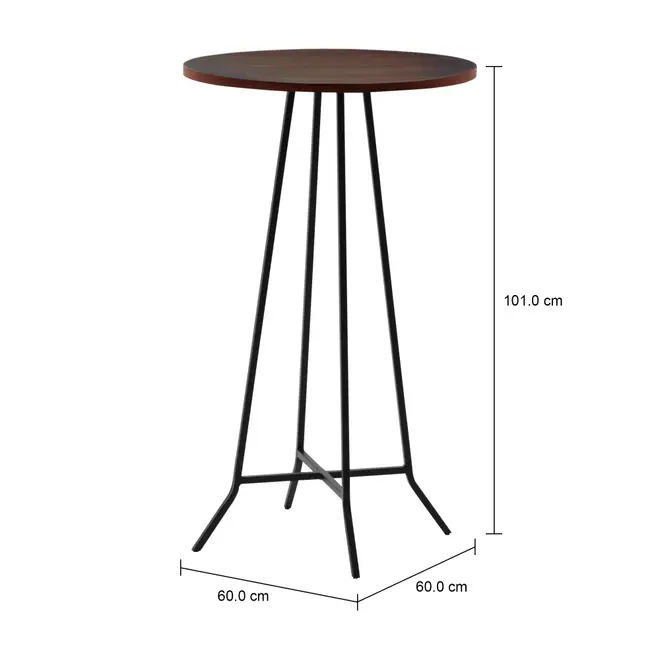 MESA ALTA REDONDA 60 CM JAHARI - PRETO/NOZES RÚSTICO - Foto 7