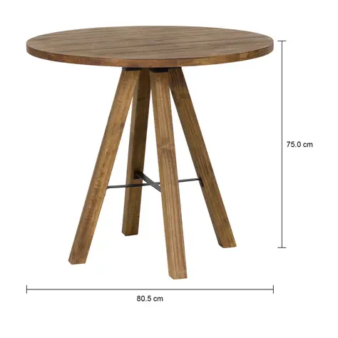 Imagem com medidas do produto MESA DE JANTAR REDONDA 80 CM TABERNA