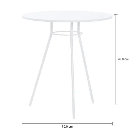 Imagem com medidas do produto MESA DE COZINHA REDONDA 70 CM LEGS