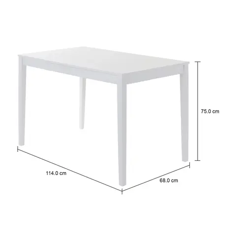 Imagem com medidas do produto MESA DE JANTAR 1,14 M X 68 CM TWO