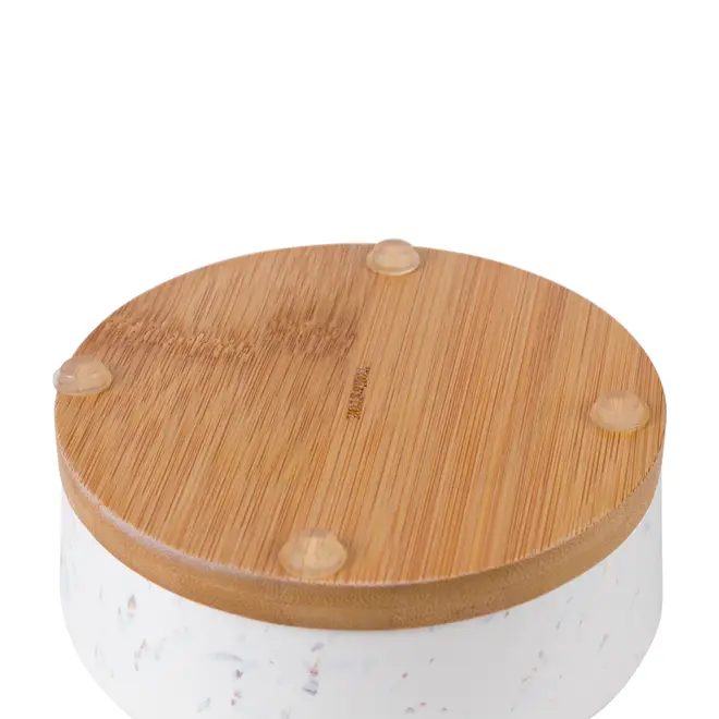 COMEDOURO PARA PET 14 CM TAPIOCA - BRANCO/BAMBU - Foto 2