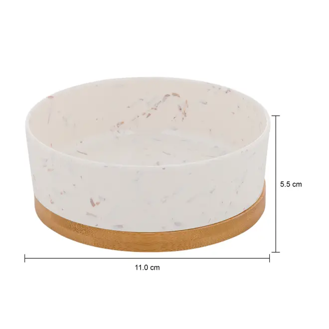 COMEDOURO PARA PET 14 CM TAPIOCA - BRANCO/BAMBU - Foto 4