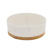 COMEDOURO PARA PET 18 CM TAPIOCA - BRANCO/BAMBU - Foto 1