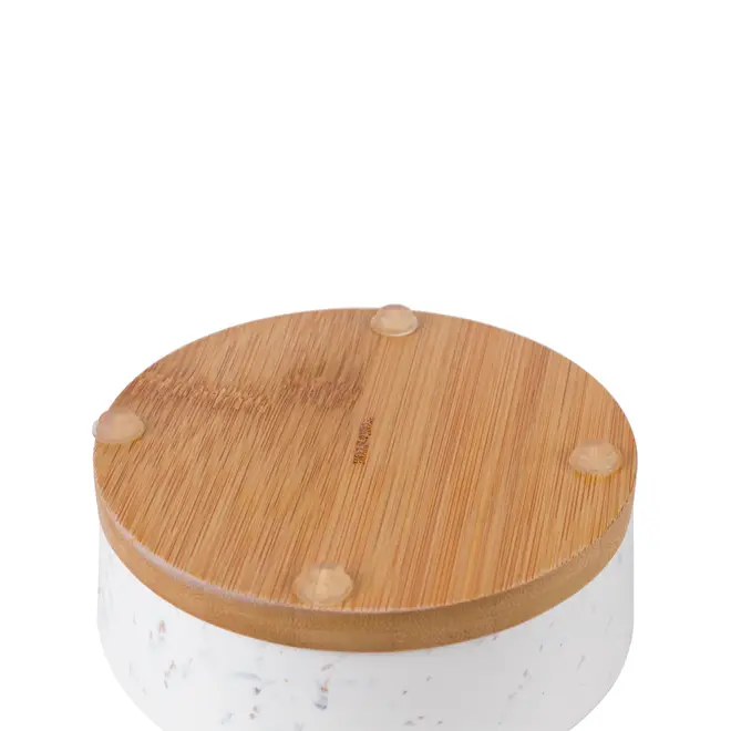 COMEDOURO PARA PET 18 CM TAPIOCA - BRANCO/BAMBU - Foto 2