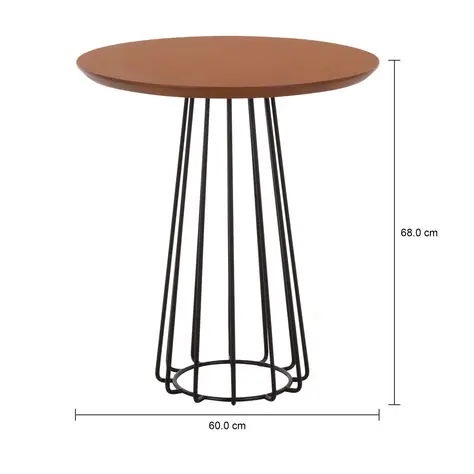 Imagem com medidas do produto MESA LATERAL REDONDA 60 CM JAYS