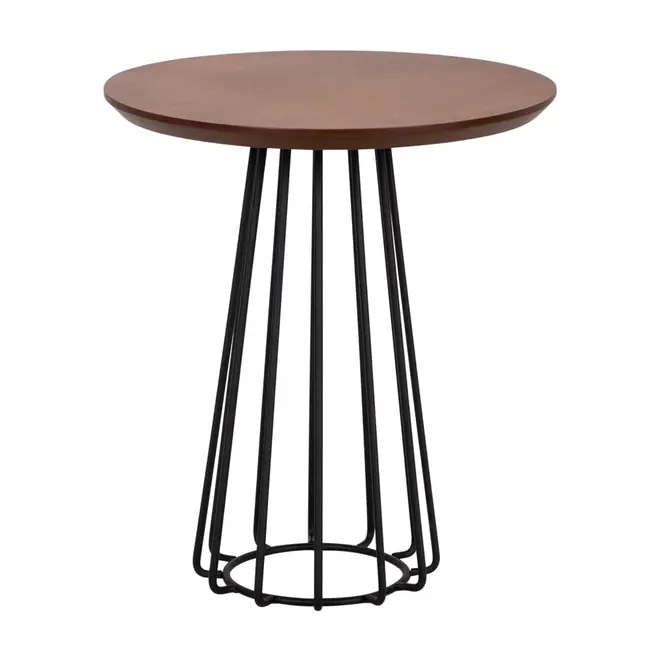 MESA LATERAL BAIXA REDONDA 50 CM JAYS - PRETO/NOZES - Foto 1