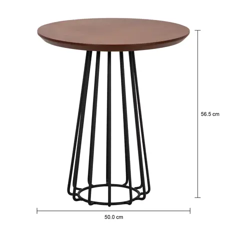 Imagem com medidas do produto MESA LATERAL BAIXA REDONDA 50 CM JAYS