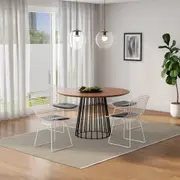 MESA DE JANTAR REDONDA 1,20 M JAYS - PRETO/NOZES - Foto 5
