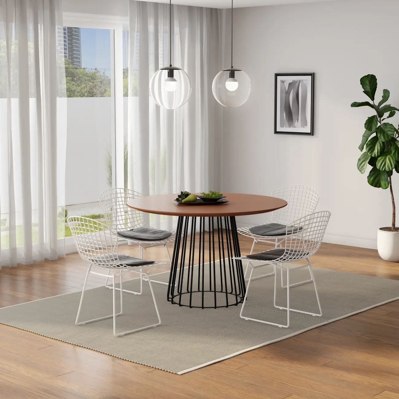 MESA DE JANTAR REDONDA 1,20 M JAYS - PRETO/NOZES - Foto 5