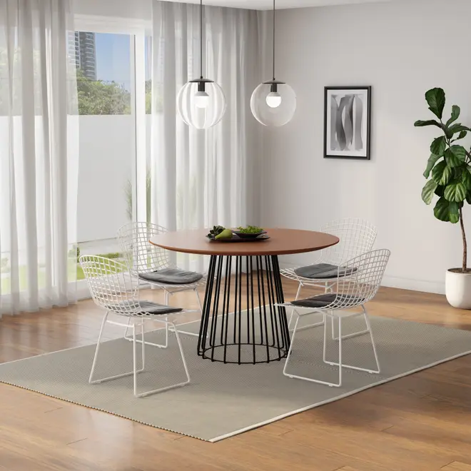 MESA DE JANTAR REDONDA 1,20 M JAYS - PRETO/NOZES - Foto 5