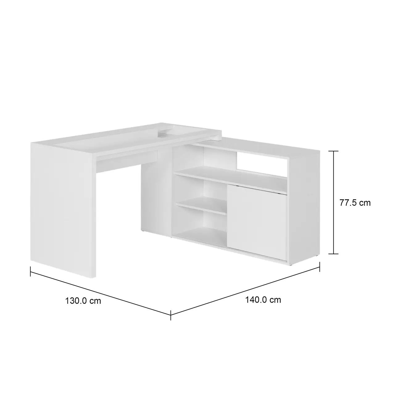 BASE DE MESA COM BALCÃO 1 PORTA 1,40 M X 1,30 M VETRO - BRANCO - Foto 5