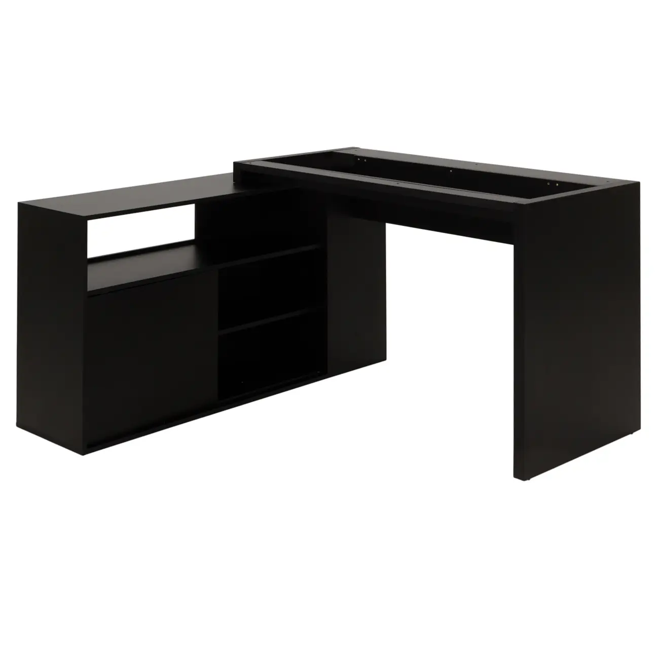BASE DE MESA COM BALCÃO 1 PORTA 1,40 M X 1,30 M VETRO - PRETO - Foto 1