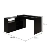 BASE DE MESA COM BALCÃO 1 PORTA 1,40 M X 1,30 M VETRO - PRETO - Foto 9