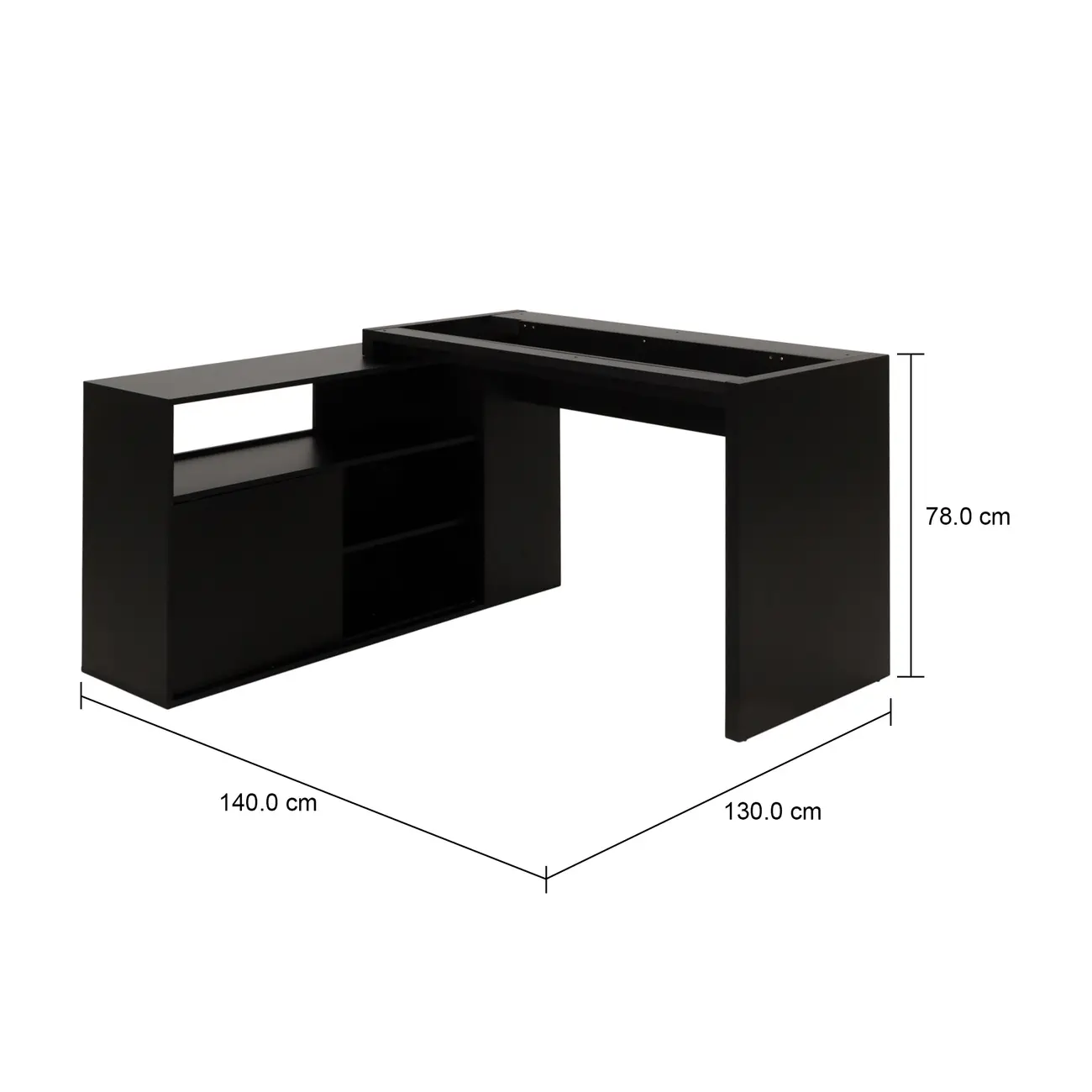 BASE DE MESA COM BALCÃO 1 PORTA 1,40 M X 1,30 M VETRO - PRETO - Foto 9