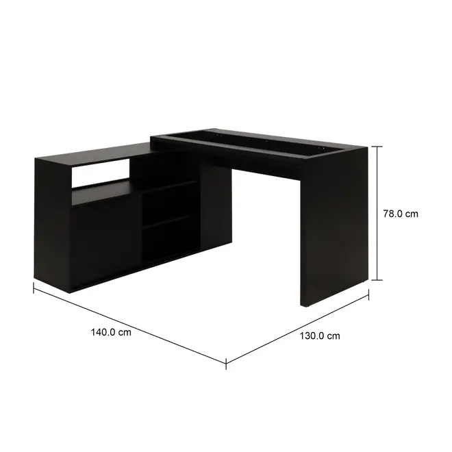 BASE DE MESA COM BALCÃO 1 PORTA 1,40 M X 1,30 M VETRO - PRETO - Foto 9
