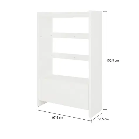 Imagem com medidas do produto BASE DE ESTANTE 1 PORTA 97 CM X 1,55 M VETRO