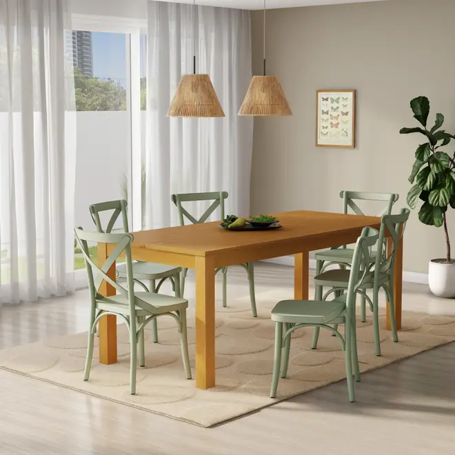 MESA DE JANTAR 2 M X 90 CM MASSY - AMÊNDOA - Foto 8