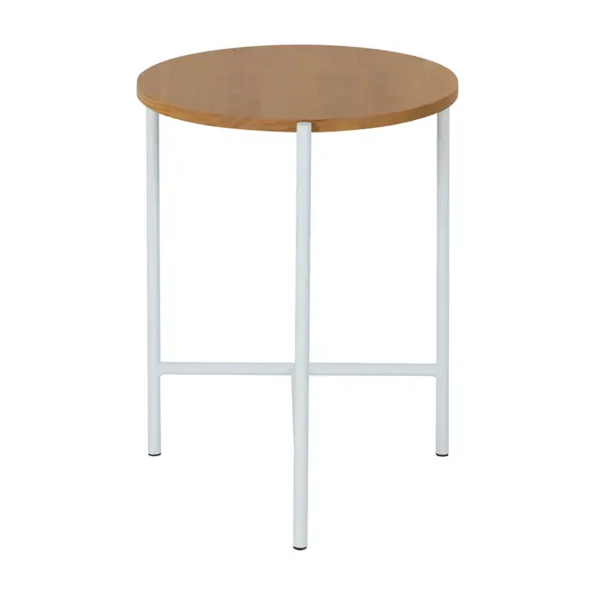 MESA LATERAL REDONDA 38 CM HONEY - BRANCO/AMÊNDOA - Foto 1