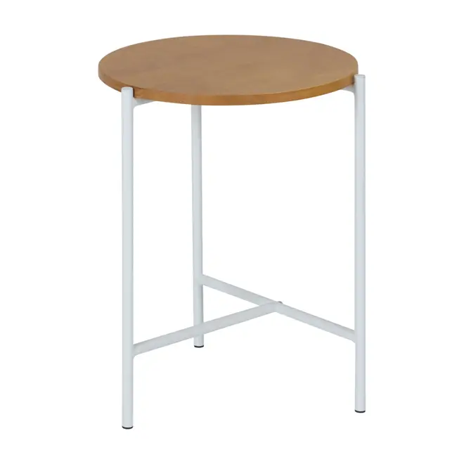 MESA LATERAL REDONDA 38 CM HONEY - BRANCO/AMÊNDOA - Foto 2