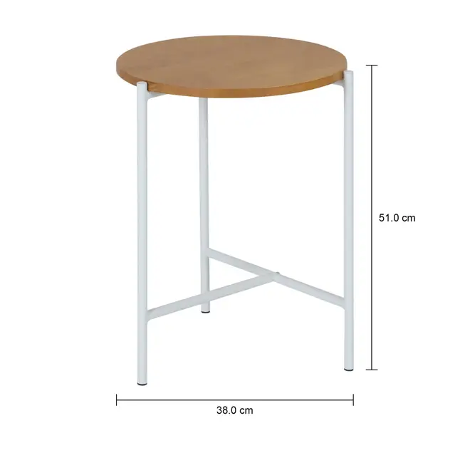 MESA LATERAL REDONDA 38 CM HONEY - BRANCO/AMÊNDOA - Foto 5
