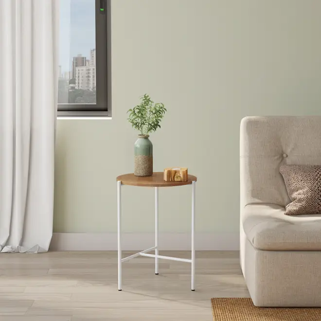 MESA LATERAL REDONDA 38 CM HONEY - BRANCO/AMÊNDOA - Foto 6