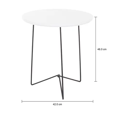 Imagem com medidas do produto MESA LATERAL REDONDA 42 CM PIRLO