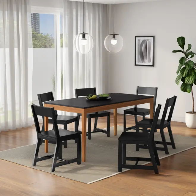 MESA DE JANTAR 1,60 M X 80 CM NOAH - NOZES/PRETO - Foto 7