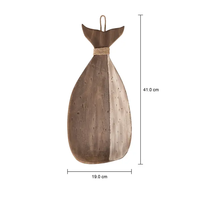 CENTRO DE MESA 41 CM MARAÚ BALEIA - PAULOWNIA/BRANCO - Foto 4